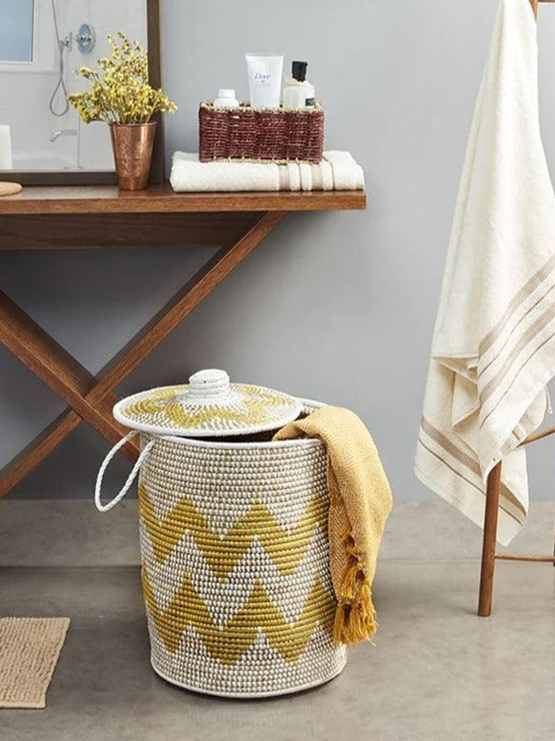 Handmade Moonj Grass Laundry Basket